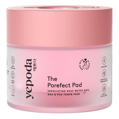 Yepoda The Porefect Pad – Dischetti esfolianti tonificanti all'acqua di rose